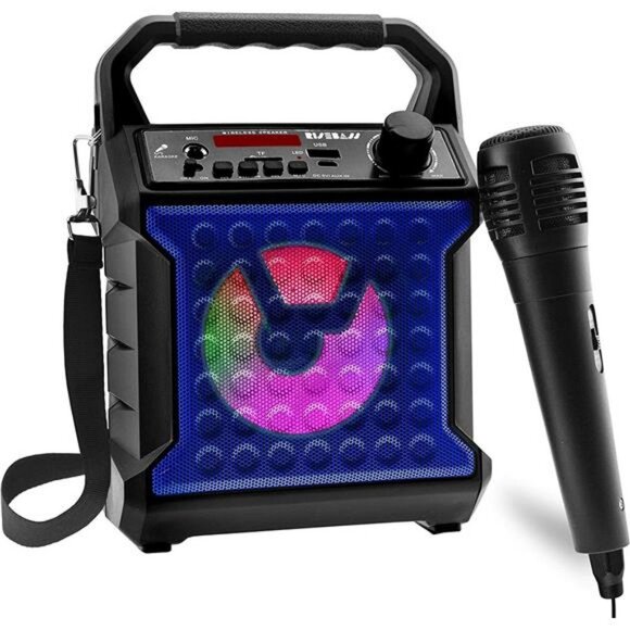 Portable Karaoke Machine with Microphone, Party Lights - Rechargeable - Picture 1 of 6